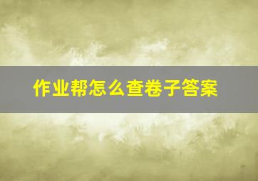 作业帮怎么查卷子答案