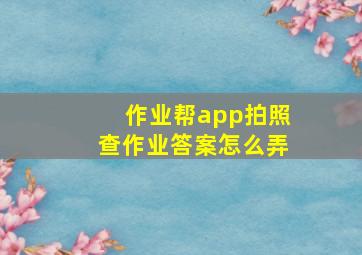 作业帮app拍照查作业答案怎么弄