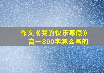 作文《我的快乐寒假》高一800字怎么写的