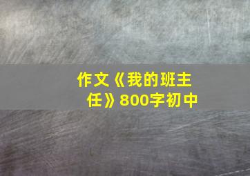 作文《我的班主任》800字初中