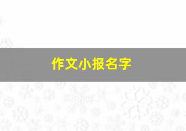 作文小报名字