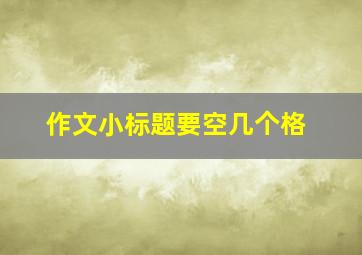 作文小标题要空几个格