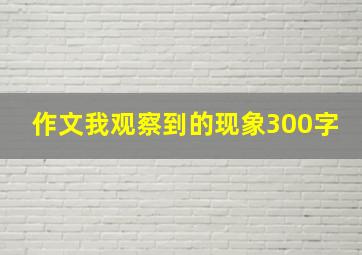 作文我观察到的现象300字