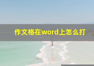 作文格在word上怎么打