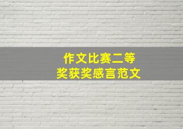 作文比赛二等奖获奖感言范文