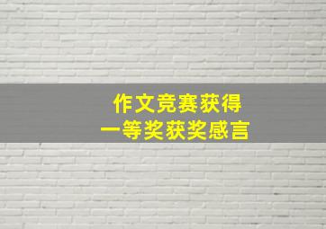 作文竞赛获得一等奖获奖感言