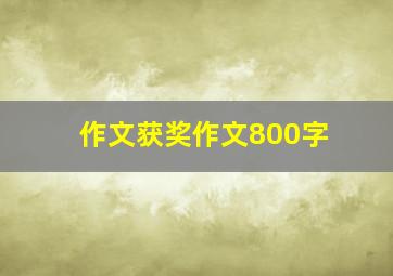 作文获奖作文800字