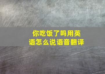 你吃饭了吗用英语怎么说语音翻译