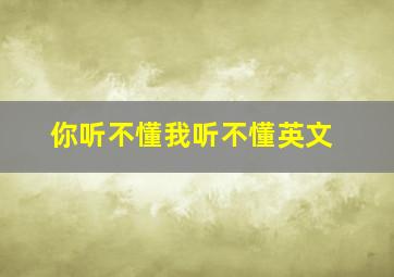 你听不懂我听不懂英文