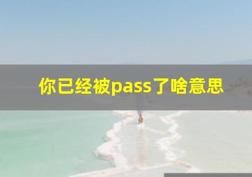 你已经被pass了啥意思