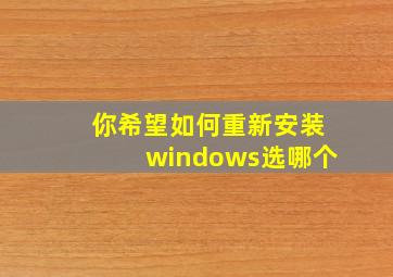 你希望如何重新安装windows选哪个