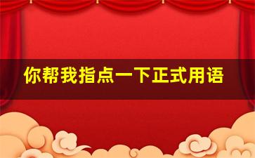 你帮我指点一下正式用语