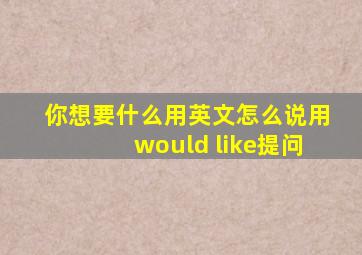 你想要什么用英文怎么说用would like提问