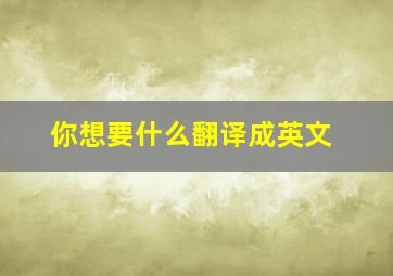 你想要什么翻译成英文