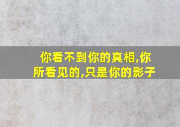 你看不到你的真相,你所看见的,只是你的影子