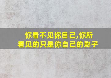 你看不见你自己,你所看见的只是你自己的影子