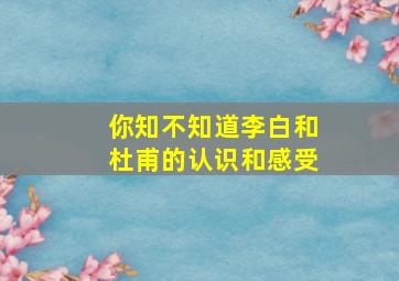 你知不知道李白和杜甫的认识和感受