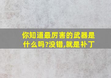 你知道最厉害的武器是什么吗?没错,就是补丁