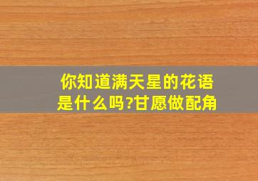 你知道满天星的花语是什么吗?甘愿做配角