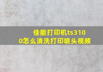 佳能打印机ts3100怎么清洗打印喷头视频