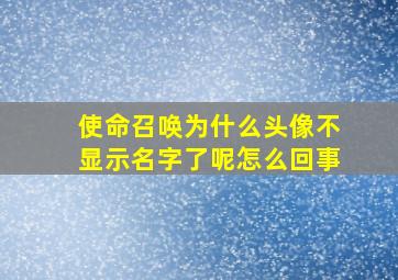 使命召唤为什么头像不显示名字了呢怎么回事