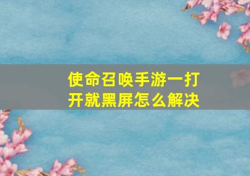 使命召唤手游一打开就黑屏怎么解决