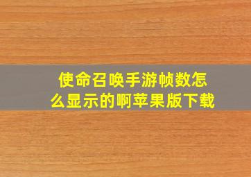 使命召唤手游帧数怎么显示的啊苹果版下载