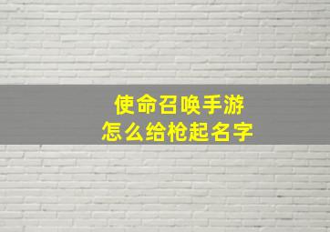 使命召唤手游怎么给枪起名字