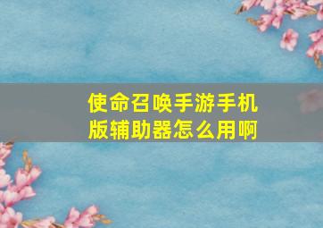 使命召唤手游手机版辅助器怎么用啊