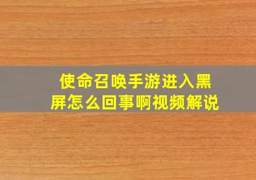 使命召唤手游进入黑屏怎么回事啊视频解说