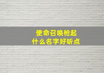 使命召唤枪起什么名字好听点