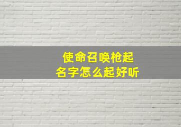 使命召唤枪起名字怎么起好听