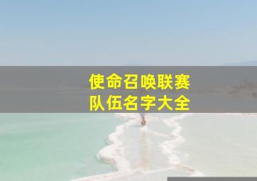 使命召唤联赛队伍名字大全