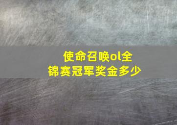 使命召唤ol全锦赛冠军奖金多少