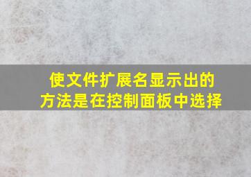 使文件扩展名显示出的方法是在控制面板中选择