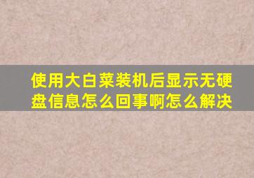 使用大白菜装机后显示无硬盘信息怎么回事啊怎么解决