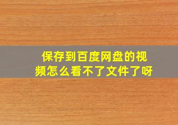 保存到百度网盘的视频怎么看不了文件了呀