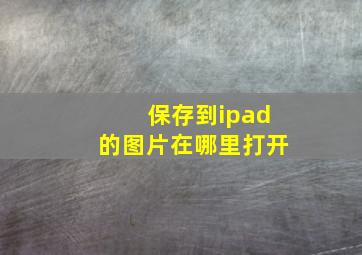 保存到ipad的图片在哪里打开