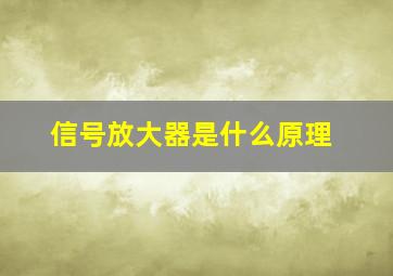 信号放大器是什么原理