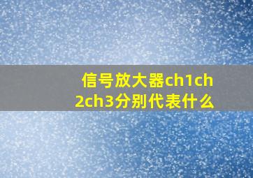 信号放大器ch1ch2ch3分别代表什么