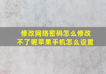 修改网络密码怎么修改不了呢苹果手机怎么设置