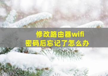 修改路由器wifi密码后忘记了怎么办