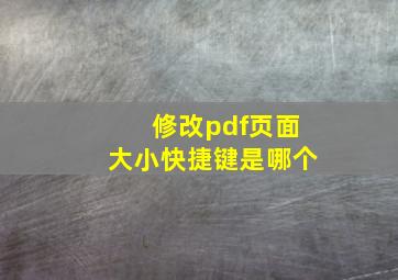 修改pdf页面大小快捷键是哪个