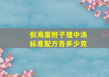 倪海厦附子理中汤标准配方各多少克