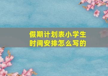 假期计划表小学生时间安排怎么写的