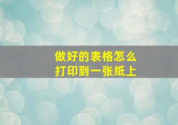 做好的表格怎么打印到一张纸上