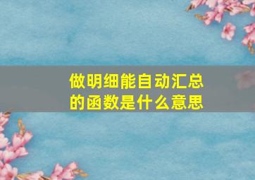 做明细能自动汇总的函数是什么意思