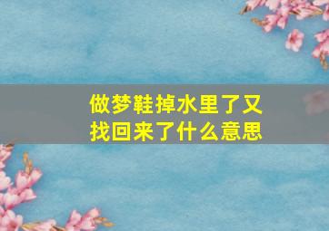 做梦鞋掉水里了又找回来了什么意思