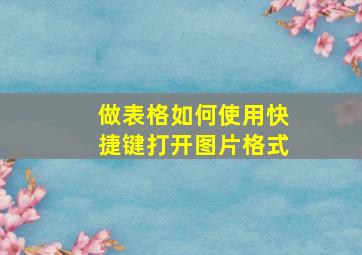 做表格如何使用快捷键打开图片格式