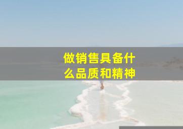 做销售具备什么品质和精神